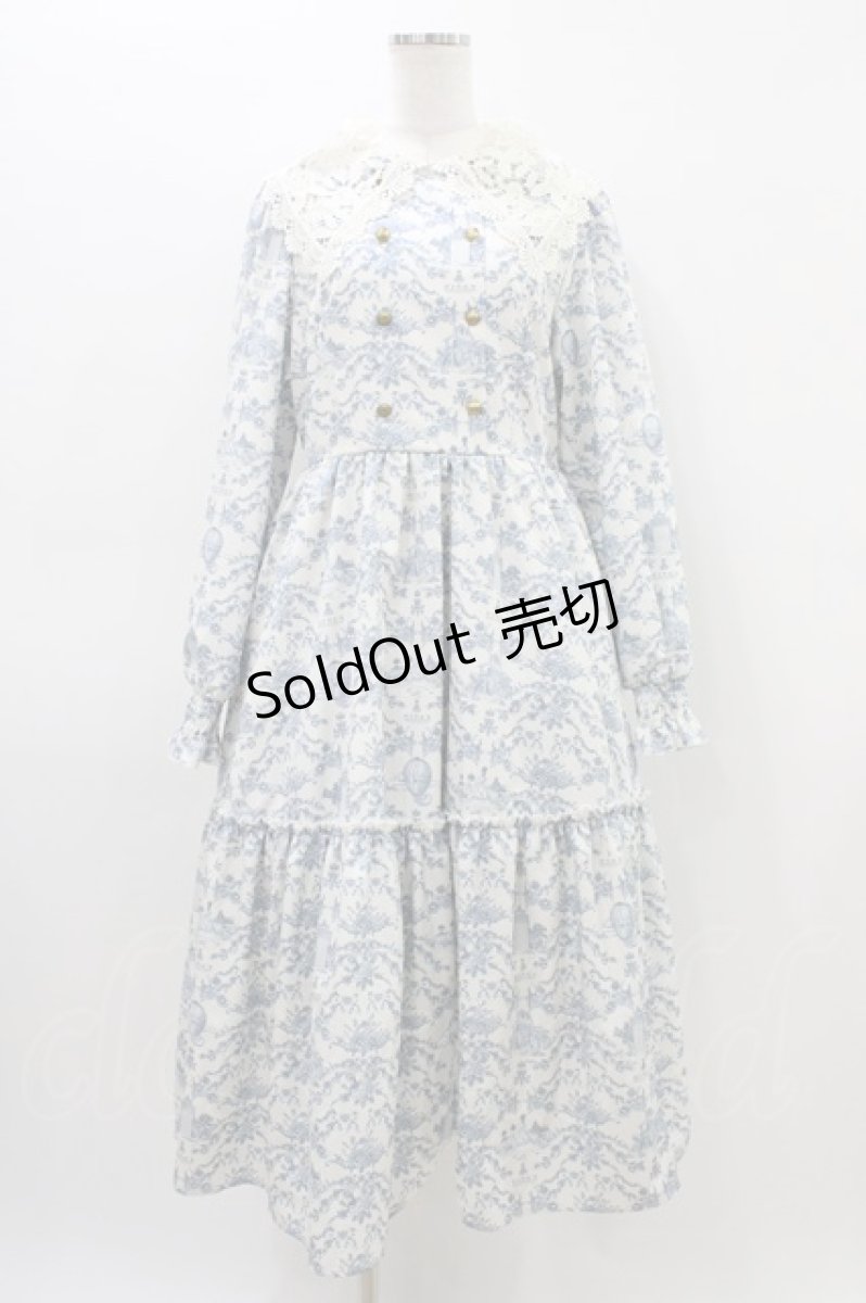 画像1: m petit by misako / トワルドジュイレース襟ワンピース M オフ/サックス H-26-03-14-040-LO-OP-NS-ZH (1)