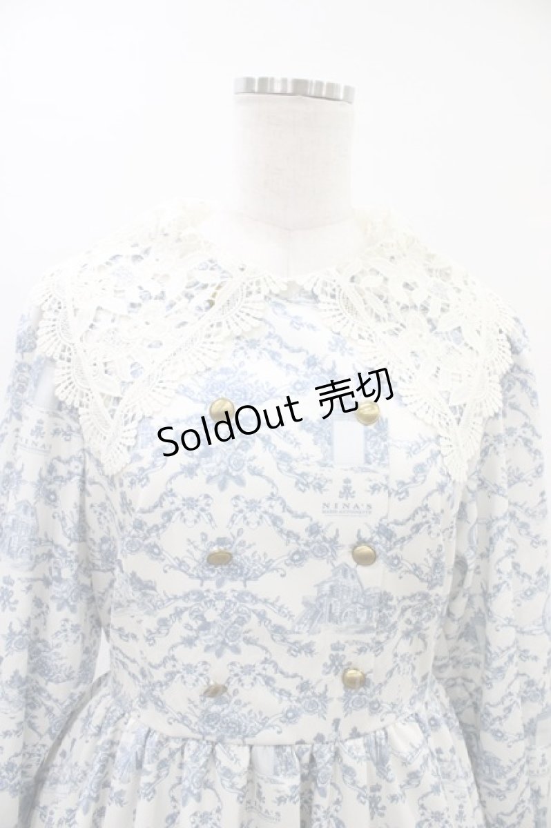 画像3: m petit by misako / トワルドジュイレース襟ワンピース M オフ/サックス H-26-03-14-040-LO-OP-NS-ZH (3)