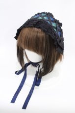 画像1: Chalmiere / タータンチェックヘッドドレス  グリーン H-26-03-14-006-0-AC-NS-ZH (1)