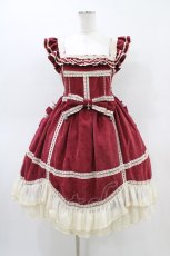 画像1: 吸吸猫（海外ロリータブランド） / はしごレースジャンパースカート Free ワイン H-26-03-14-046-PU-OP-NS-ZH (1)