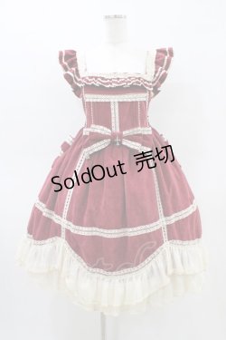 画像1: 吸吸猫（海外ロリータブランド） / はしごレースジャンパースカート Free ワイン H-26-03-14-046-PU-OP-NS-ZH