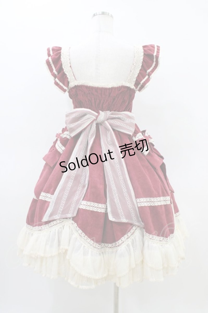 画像2: 吸吸猫（海外ロリータブランド） / はしごレースジャンパースカート Free ワイン H-26-03-14-046-PU-OP-NS-ZH (2)