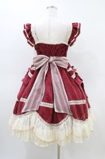 画像2: 吸吸猫（海外ロリータブランド） / はしごレースジャンパースカート Free ワイン H-26-03-14-046-PU-OP-NS-ZH (2)