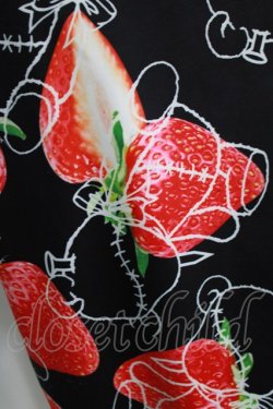 画像4: Amilige / ストロベリーベア総柄ZIP半袖パーカー  ブラック H-26-03-14-1024-PU-TO-KB-ZH