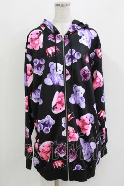 画像1: Amilige / ちいめろ×Amilige総柄プリントパーカー  ブラック H-26-03-14-1027-PU-TO-KB-ZH