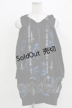 画像1: SEX POT ReVeNGe / オフショル風半袖ZIPパーカー  ブラック H-26-03-14-1035-SP-TO-KB-ZH