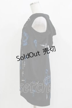 画像2: SEX POT ReVeNGe / オフショル風半袖ZIPパーカー  ブラック H-26-03-14-1035-SP-TO-KB-ZH