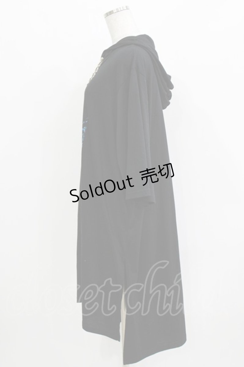 画像2: SEX POT ReVeNGe / チェーンフード半袖プルパーカー  黒 H-26-03-14-1036-SP-TO-KB-ZH (2)