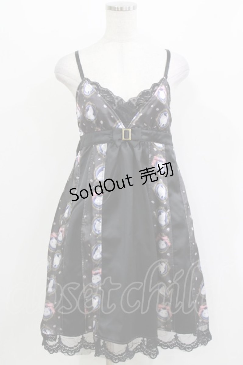 画像1: FRILL / 白猫の切替キャミワンピース  ブラック H-26-03-14-1042-HN-OP-KB-ZH (1)