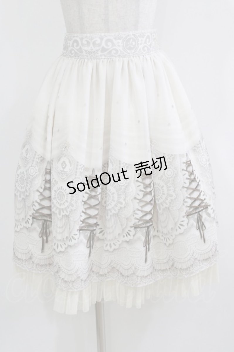 画像1: abilletage / プリンセス柄シフォンスカート  ミディアム丈/オフ H-26-03-14-1005-GO-SK-KB-ZH (1)