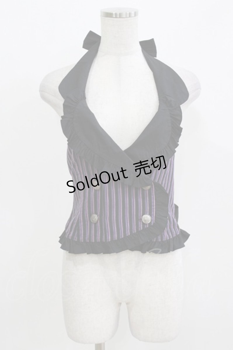 画像1: PUTUMAYO / レジメンタルストライプフリルベスト  紫×ピンク×黒 H-26-03-14-1050-PT-TO-AK-ZH (1)