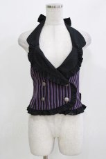 画像1: PUTUMAYO / レジメンタルストライプフリルベスト  紫×ピンク×黒 H-26-03-14-1050-PT-TO-AK-ZH (1)