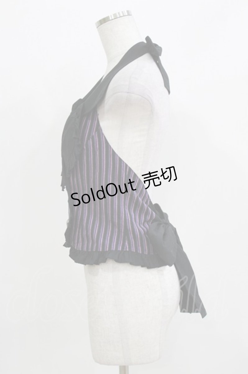 画像2: PUTUMAYO / レジメンタルストライプフリルベスト  紫×ピンク×黒 H-26-03-14-1050-PT-TO-AK-ZH (2)