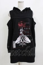 画像1: SEX POT ReVeNGe / レイヤード風オフショルプルパーカー M ブラック H-26-03-14-1056-SP-TO-KB-ZH (1)