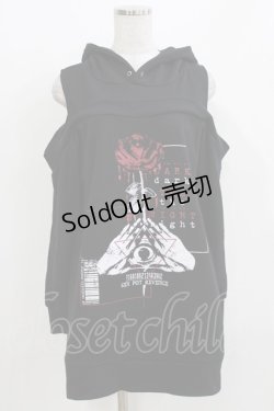 画像1: SEX POT ReVeNGe / レイヤード風オフショルプルパーカー M ブラック H-26-03-14-1056-SP-TO-KB-ZH