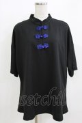 ACDC RAG / チャイナボタンTシャツ  黒×青 H-26-03-14-1058-PU-TO-KB-ZH