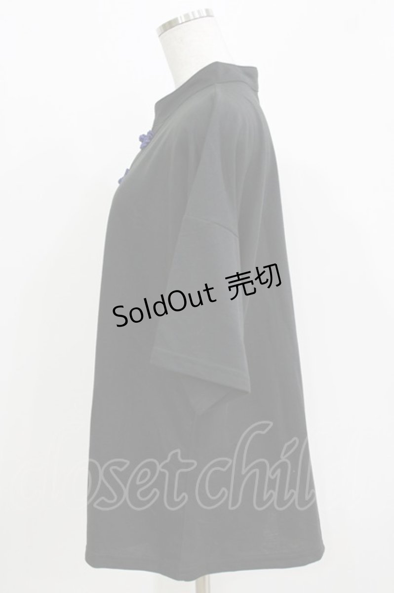 画像2: ACDC RAG / チャイナボタンTシャツ  黒×青 H-26-03-14-1058-PU-TO-KB-ZH (2)