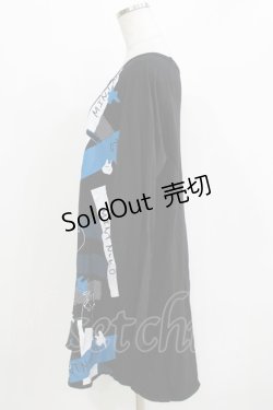 画像2: MINT NeKO / ペイントネコラグランカットワンピース  ブラック×ブラック H-26-03-14-1062-HN-OP-KB-ZH