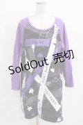 MINT NeKO / ペイントネコラグランカットワンピース  黒×紫 H-26-03-14-1064-HN-OP-KB-ZH