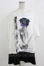 画像1: SEX POT ReVeNGe / プリント切替半袖カットソー  白×黒 H-26-03-14-1065-SP-TO-KB-ZH (1)