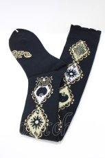 画像1: PUTUMAYO / 櫛と羅針盤とりんごのニーハイソックス  黒 H-26-03-14-1072-PT-ZA-AK-ZH (1)