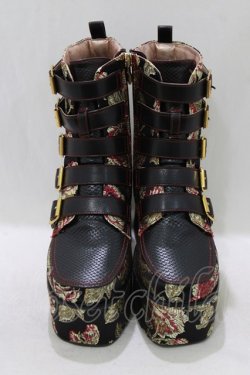 画像1: YOSUKE / 厚底ブーツ L ブラック H-26-03-14-1077-PU-SH-KB-ZH