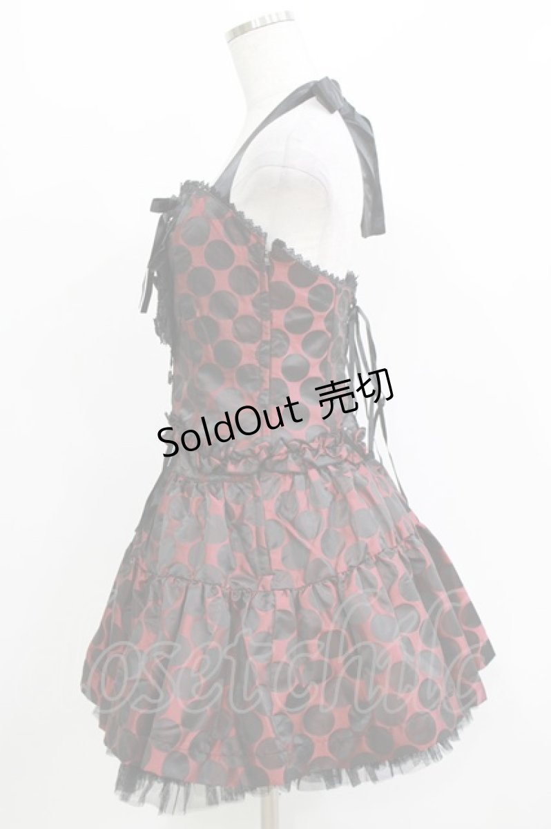 画像2: BPN / サテンドットSET UP M 赤×黒 H-26-03-14-1008-GO-OP-AK-ZH (2)