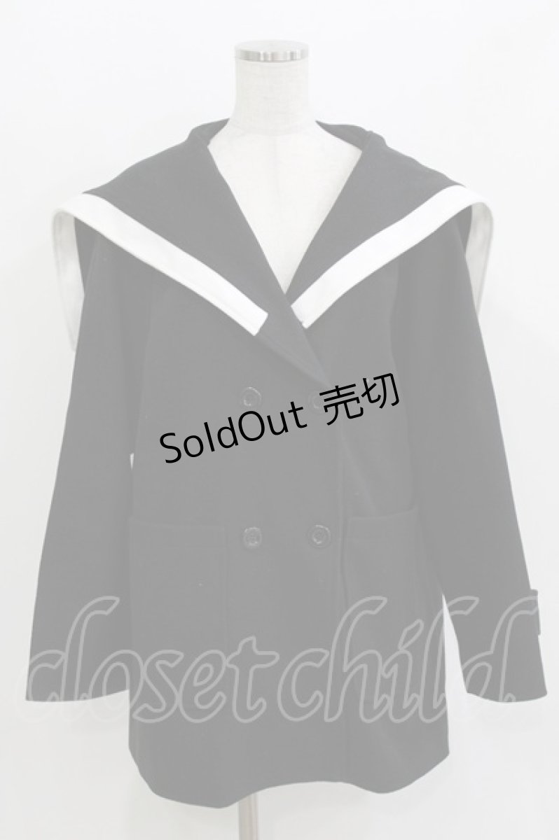 画像1: Amilige / セーラーカラーメルトンコート  ブラック H-26-03-14-1013-PU-CO-KB-ZTC028 (1)