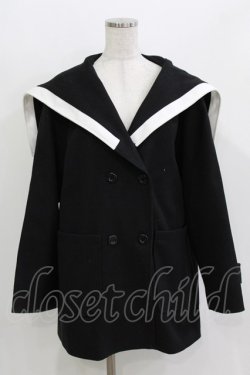 画像1: Amilige / セーラーカラーメルトンコート  ブラック H-26-03-14-1013-PU-CO-KB-ZH