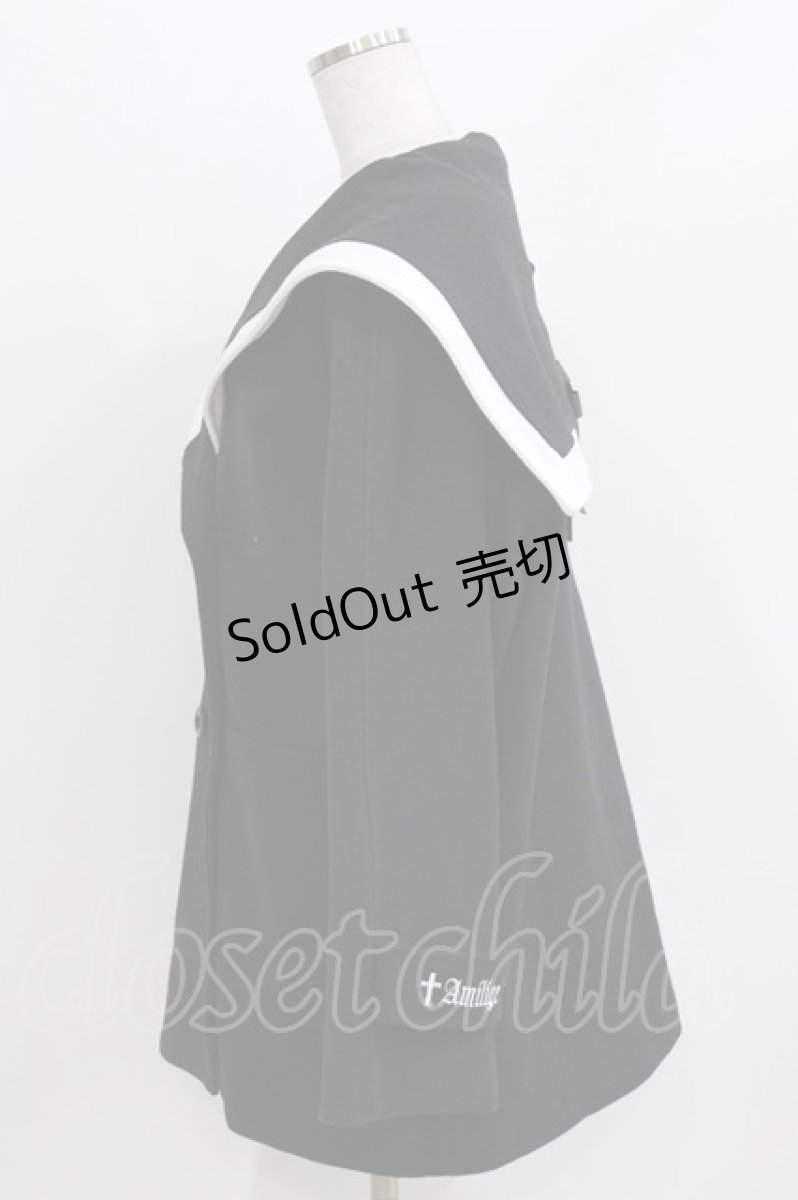 画像2: Amilige / セーラーカラーメルトンコート  ブラック H-26-03-14-1013-PU-CO-KB-ZTC028 (2)