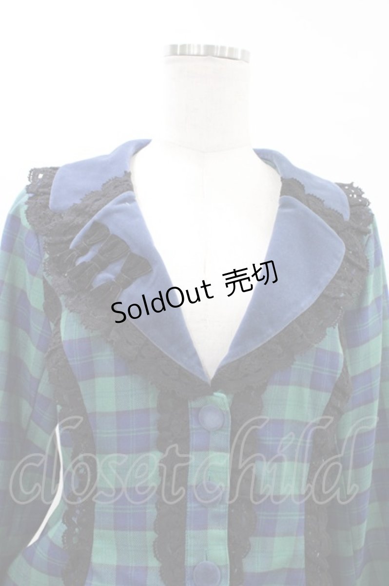 画像4: Chalmiere / タータンチェックジャケット M グリーン H-26-03-14-063-0-JA-NS-ZH (4)