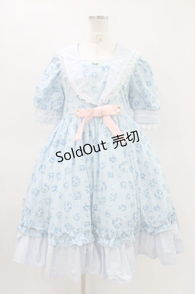 画像1: HEENIE HEENIE / 愛野えり/Sailor Sortir Onepiece+Ribbon Clip Free サックス H-26-03-14-014-0-OP-NS-ZH (1)