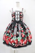 Angelic Pretty / 摘みたていちごジャンパースカートSet Free ブラック H-26-03-14-015-AP-OP-NS-ZH