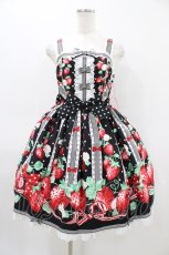 画像1: Angelic Pretty / 摘みたていちごジャンパースカートSet Free ブラック H-26-03-14-015-AP-OP-NS-ZH (1)