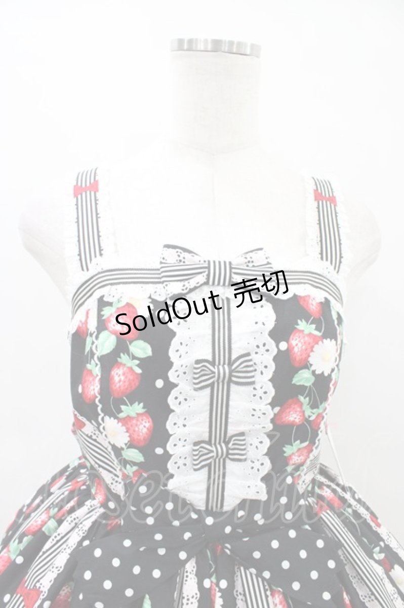 画像4: Angelic Pretty / 摘みたていちごジャンパースカートSet Free ブラック H-26-03-14-015-AP-OP-NS-ZH (4)