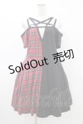KILL STAR / チェック切替ワンピース L 黒×赤 H-26-03-15-028-SL-OP-KB-ZH