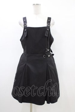 画像1: NieR Clothing / クロス刺繍ジャンパースカート  ブラック H-26-03-15-029-PU-OP-KB-ZH