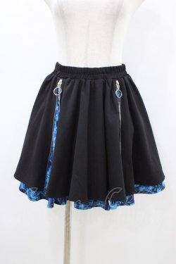 画像1: NieR Clothing / ZIPスカート  黒×青 H-26-03-15-035-PU-SK-KB-ZH