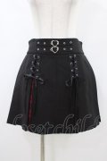 DARK IN LOVE / Punk rock high waist pleated hiding red plaid mini skirt L ブラック H-26-03-15-036-PU-SK-KB-ZH