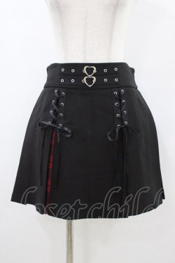 画像1: DARK IN LOVE / Punk rock high waist pleated hiding red plaid mini skirt L ブラック H-26-03-15-036-PU-SK-KB-ZH