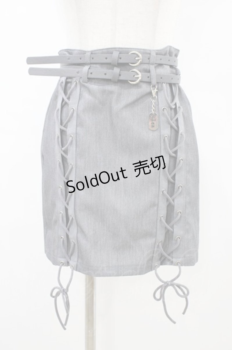 画像1: NieR Clothing / ダブルベルトミニスカート  グレー H-26-03-15-037-PU-SK-KB-ZH (1)