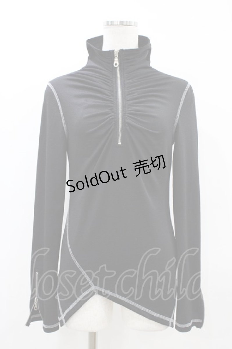 画像1: Ozz On / ギャザーハイネックZIPトップス  ブラック H-26-03-15-045-OO-TO-KB-ZH (1)