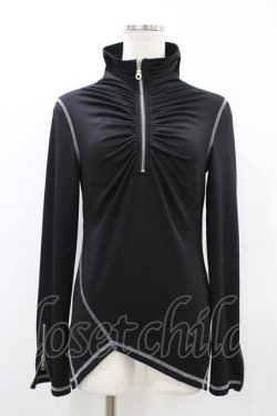 画像1: Ozz On / ギャザーハイネックZIPトップス  ブラック H-26-03-15-045-OO-TO-KB-ZH