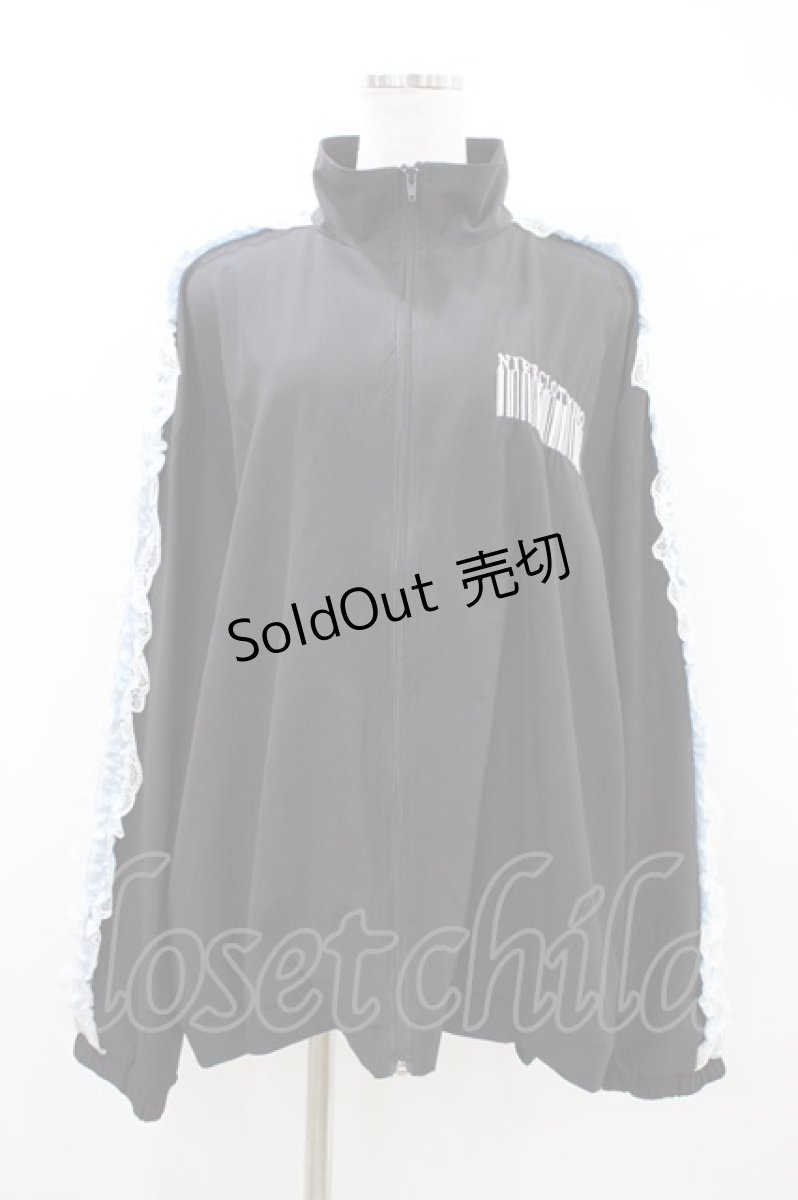 画像1: NieR Clothing / レースフリルZIP OUTER  黒×サックス H-26-03-15-046-PU-JA-KB-ZH (1)