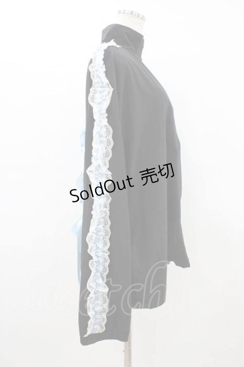 画像3: NieR Clothing / レースフリルZIP OUTER  黒×サックス H-26-03-15-046-PU-JA-KB-ZH (3)