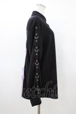 画像3: NieR Clothing / バックレースアップシャツ  黒×ラベンダー H-26-03-15-049-PU-BL-KB-ZH (3)