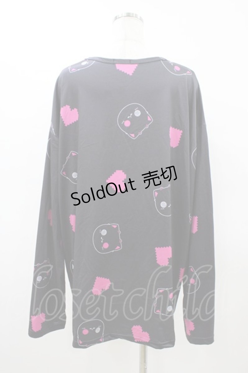 画像2: NieR Clothing / プリントLONG CUTSEW  ブラック×ピンクシエル H-26-03-15-050-PU-TO-KB-ZH (2)