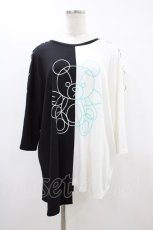 画像1: LISTEN FLAVOR / ツートンベショルダーリングアシメトップス  ブラック×ホワイト H-26-03-15-052-PU-TO-KB-ZH (1)