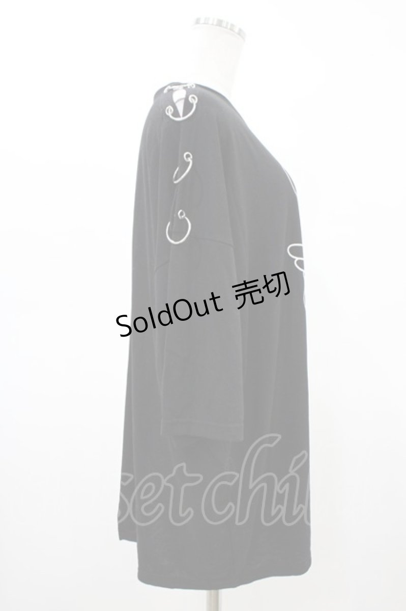 画像3: LISTEN FLAVOR / ツートンベショルダーリングアシメトップス  ブラック×ホワイト H-26-03-15-052-PU-TO-KB-ZH (3)
