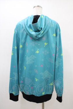 画像2: NieR Clothing / 総柄ZIPパーカー  グリーン H-26-03-15-054-PU-TO-KB-ZH